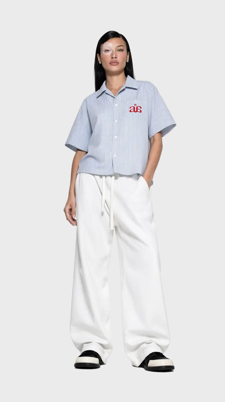 blue aura striped boxy shirt