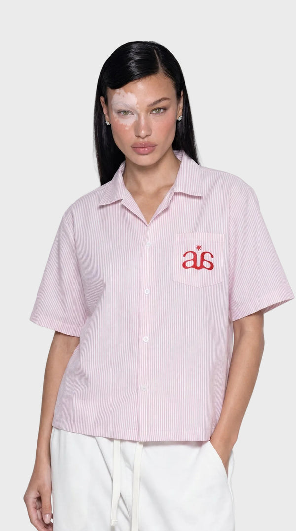 pink aura striped boxy shirt