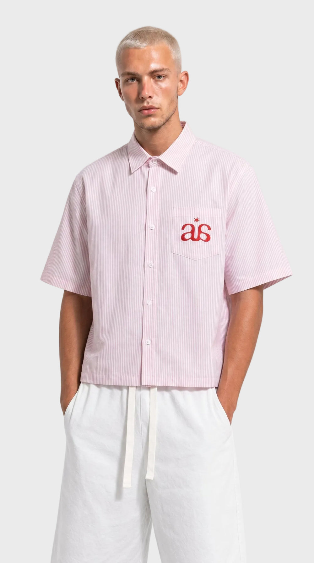 pink aura striped boxy shirt